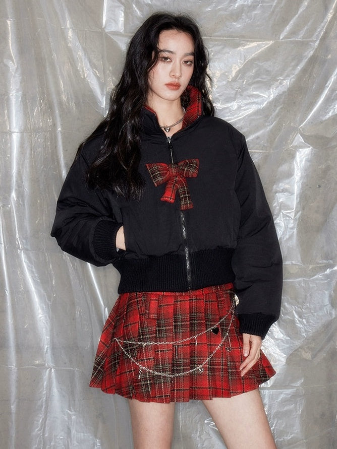 Plaid Reversible Short Jacket