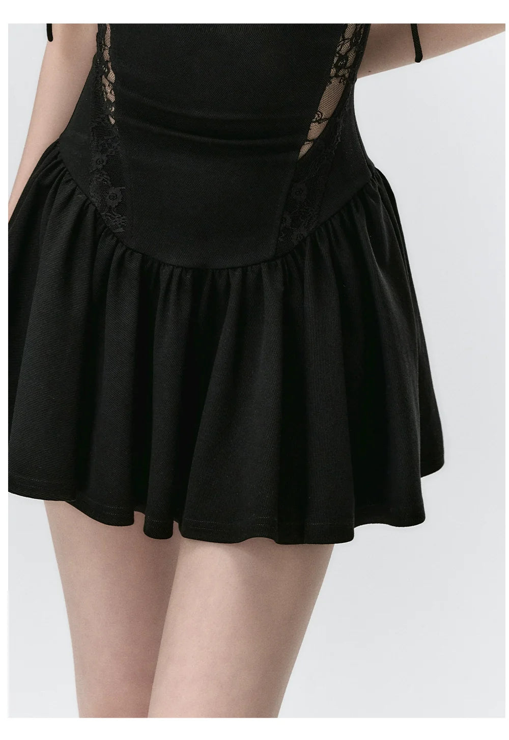 Lace Paneled Spaghetti Strap Mini Dress