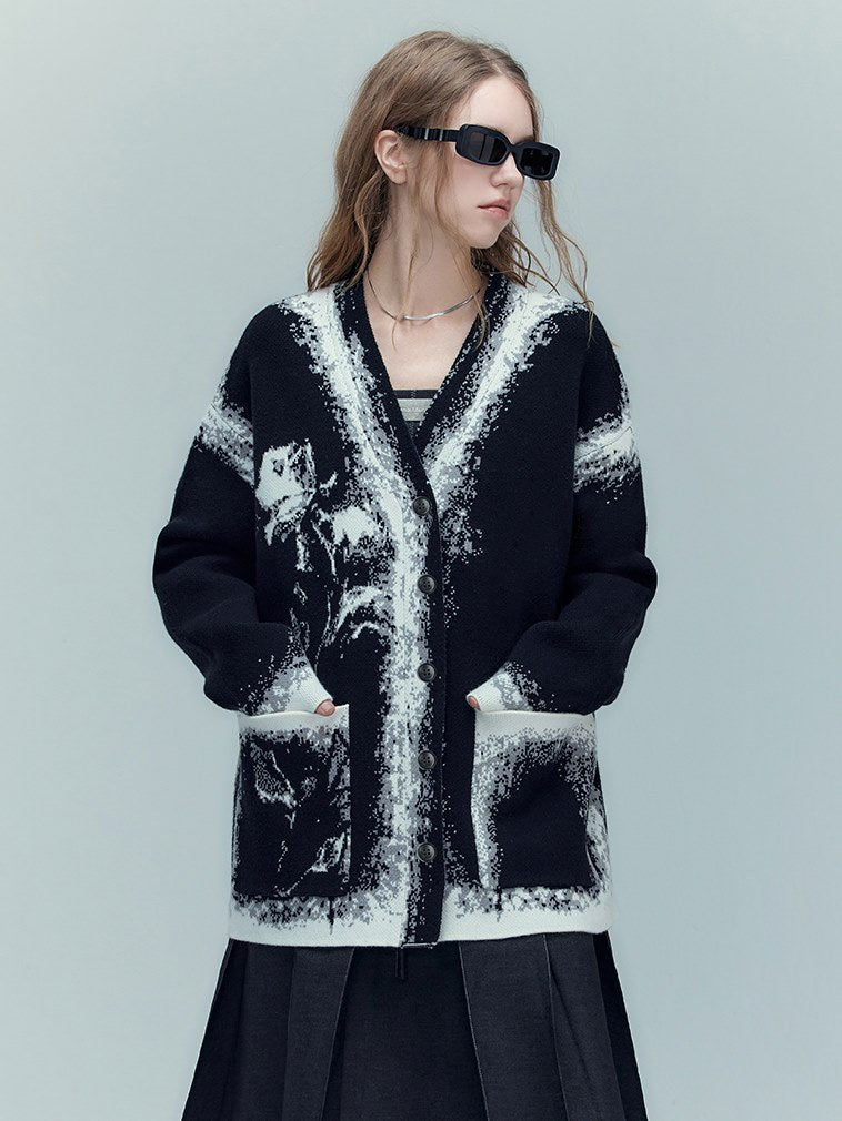 모자이크 로즈 니트 카디건 