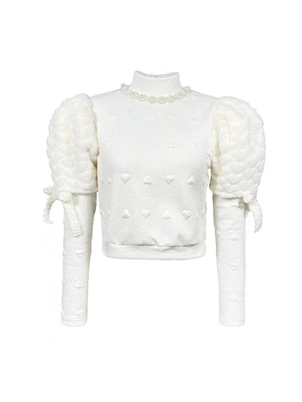 레이스 퀼팅 보우 플라워 브로치 선드레스 &amp; 퍼프 슬리브 탑