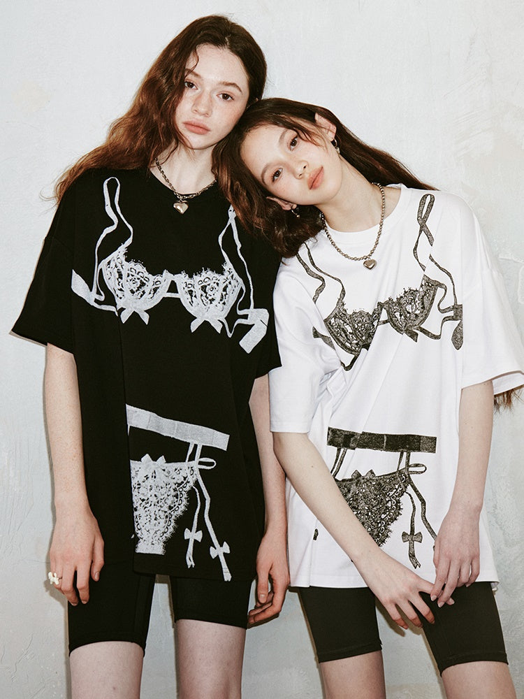 Trompe L'oeil Underwear Printed Loose T-shirt