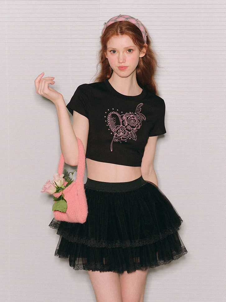 Sheer Lace Gauze Ballet Tutu Skirt