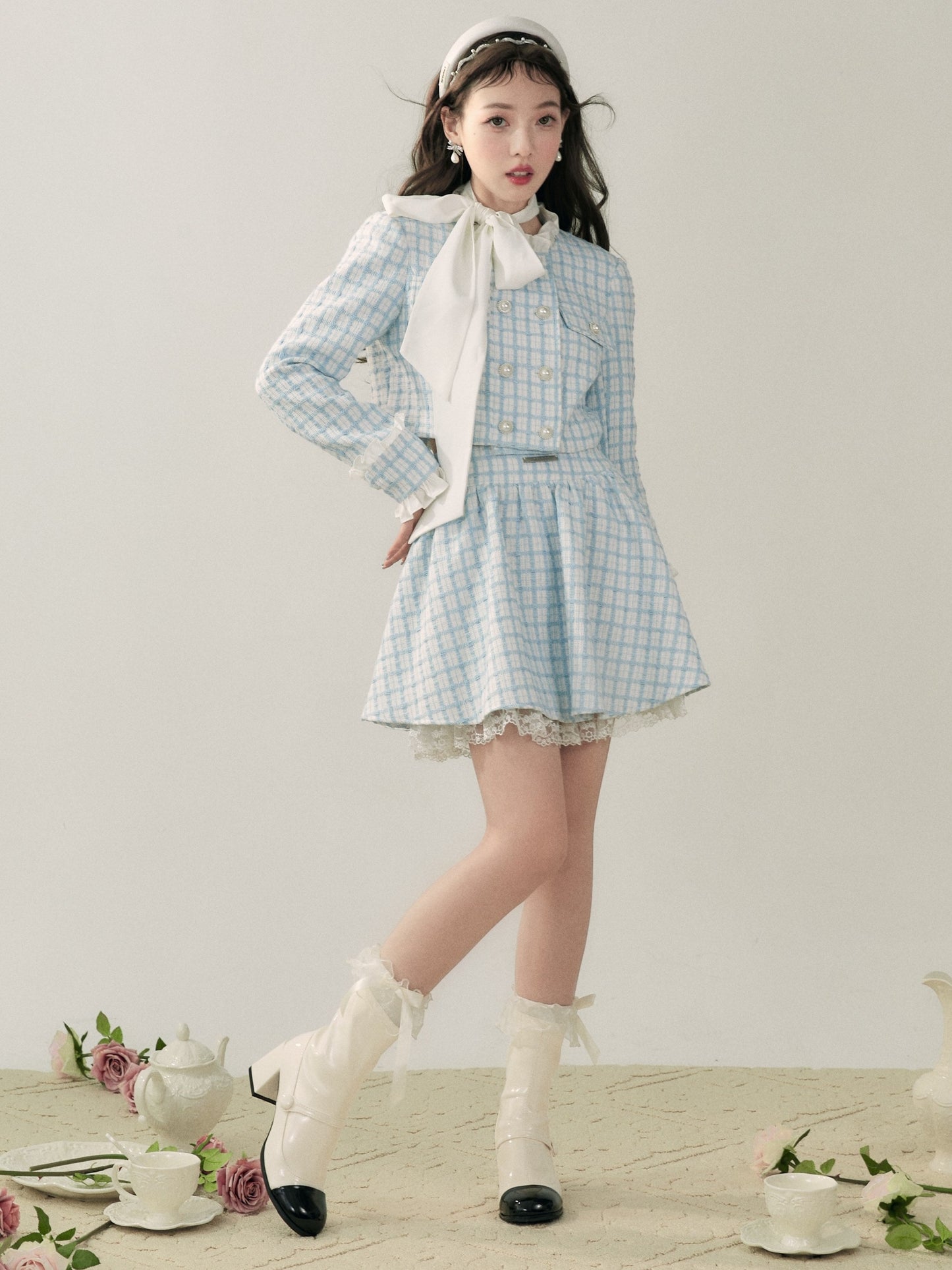 Small Fragrance Stand-up Collar Jacket & Skirt