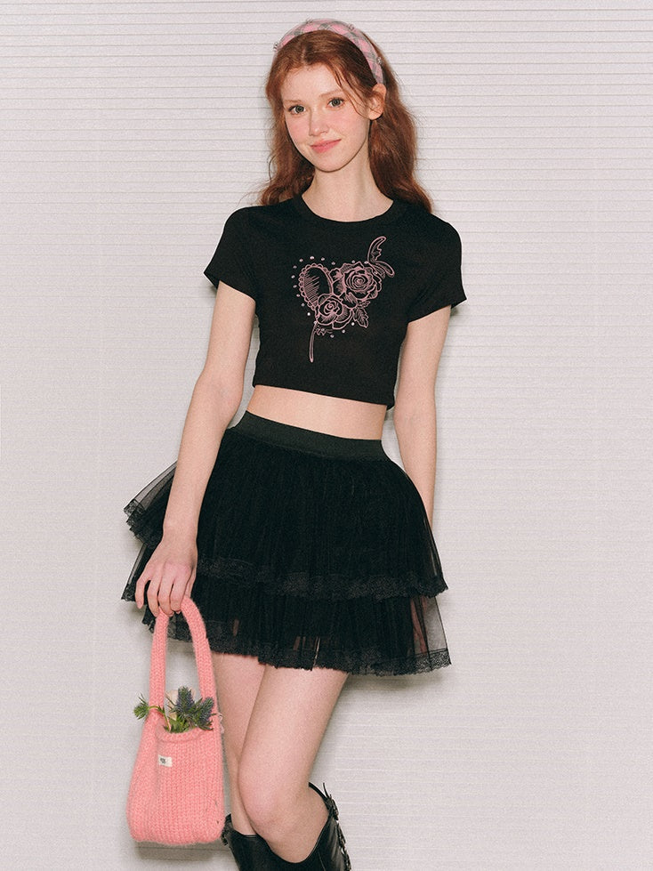 Sheer Lace Gauze Ballet Tutu Skirt