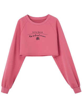 레터 긴팔 크롭 스웨트 &amp; 스커트