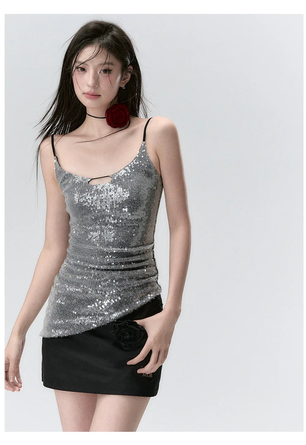 Sequin Sparkly Spaghetti Strap Tank Top