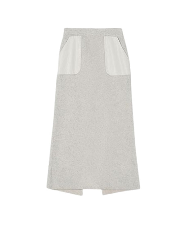 가죽 포켓 니트 스커트 