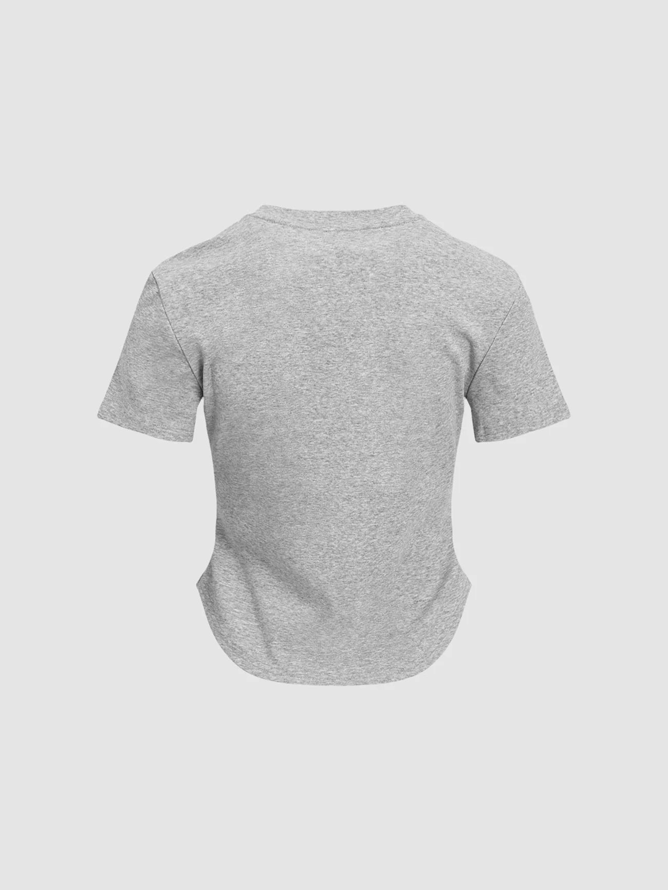 Cut-Out Crew Neck Straight T-Shirt