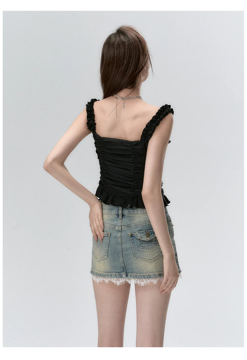 Ruffled Spaghetti Strap Tank Top