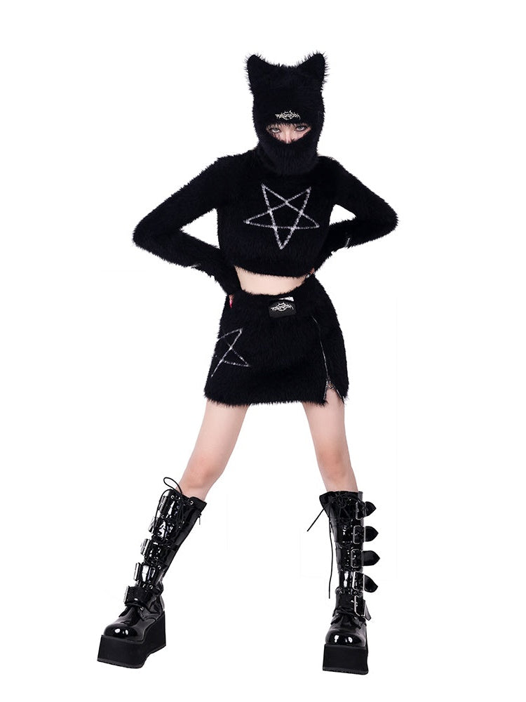 Pentagram Slim Short Knitted & Skirt