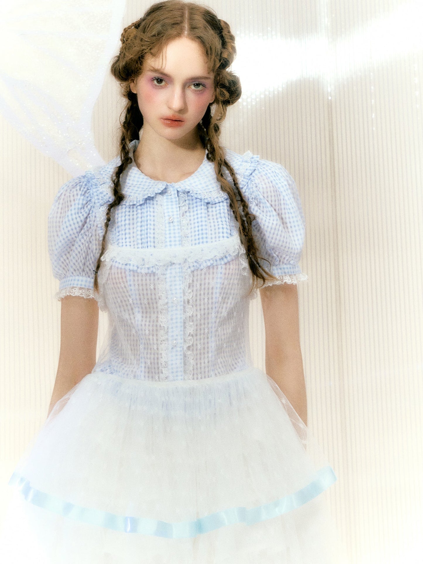 레이스 리본 메쉬 서스펜더 케이크 드레스