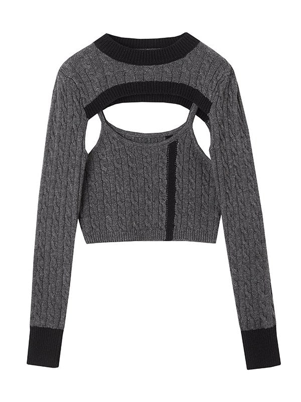 Classic Vertical Cable Two-piece Sweater