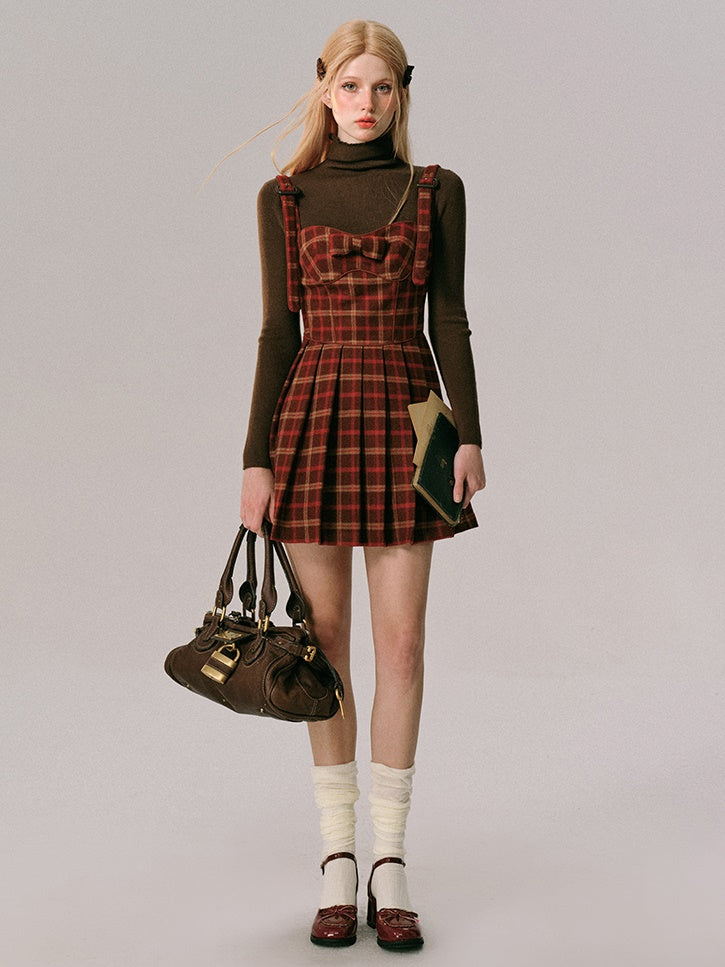 Plaid Slip Pleated Dress