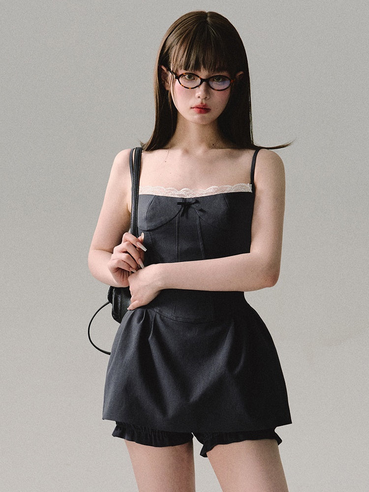 레이스 서스펜더 스커트와 이너팬츠 