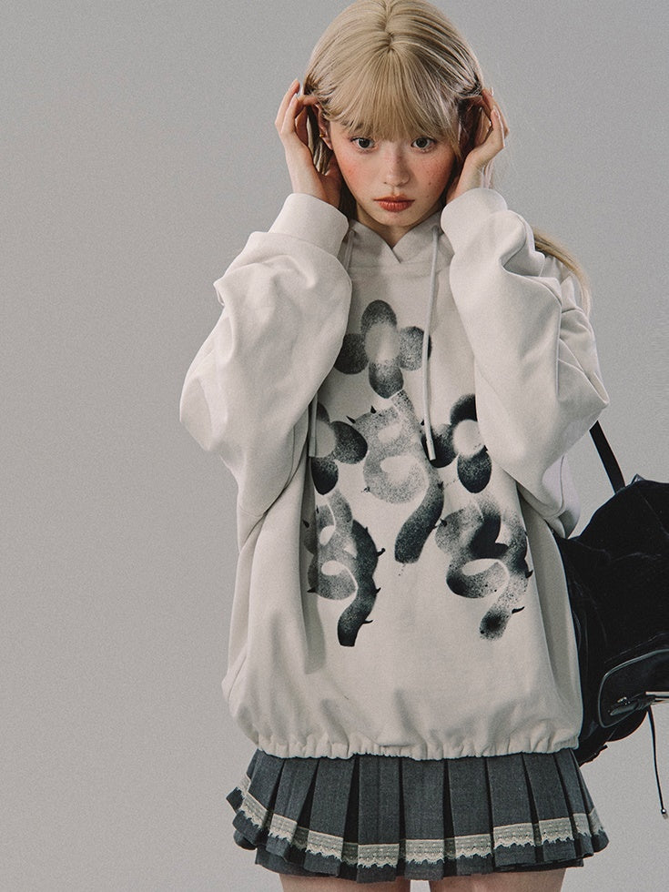 Printed Hooded Pullover Sweat