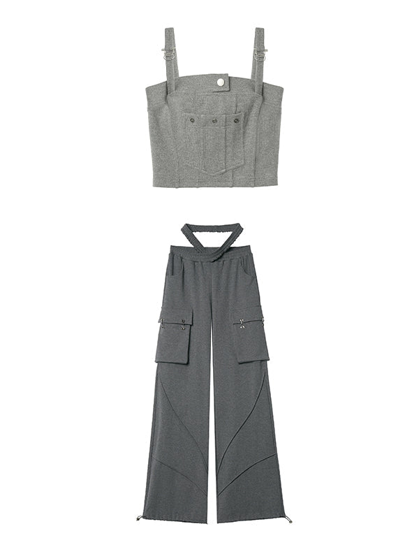 Three-dimensional Pocket Vest & Casual Pants