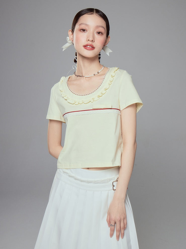 Lace Stitch Short T-Shirt