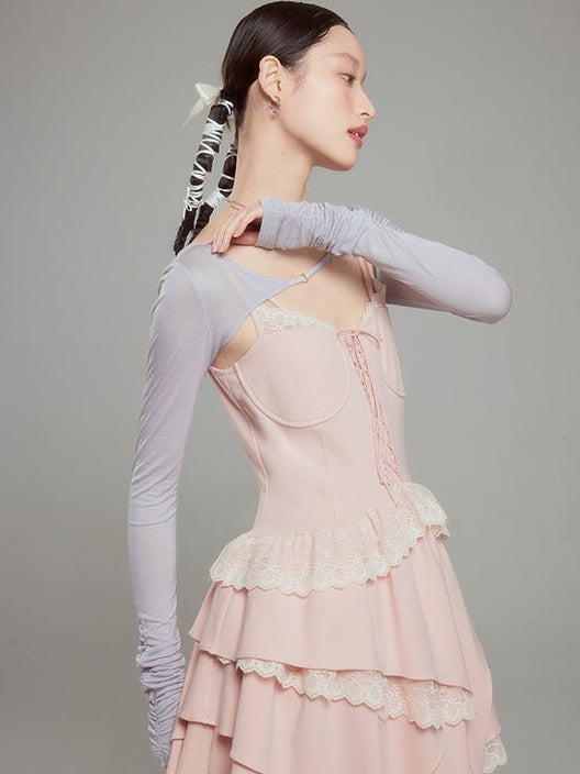 Lace Ballet Suspender Dress ＆ Sleeve Top