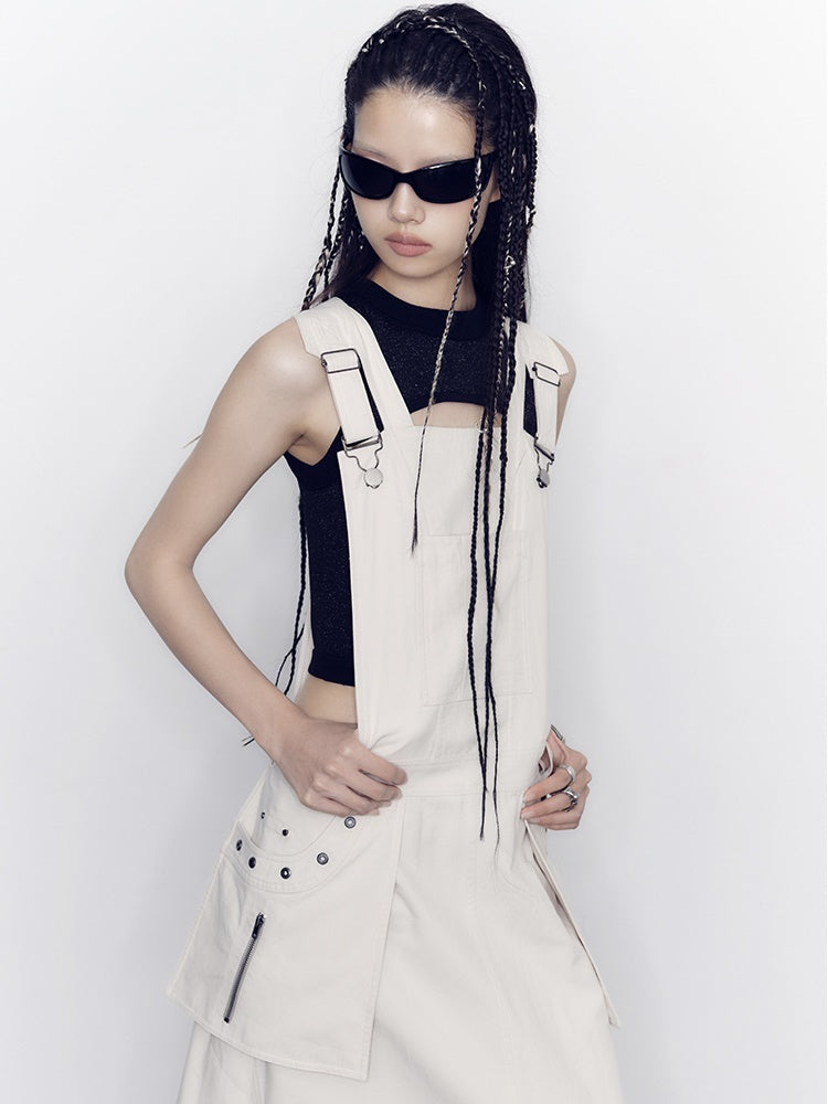 루즈한 롱 멜빵 스커트