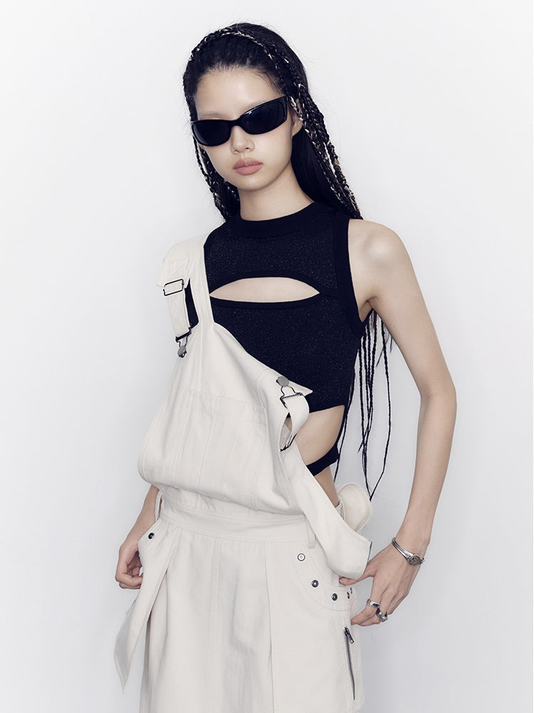 루즈한 롱 멜빵 스커트