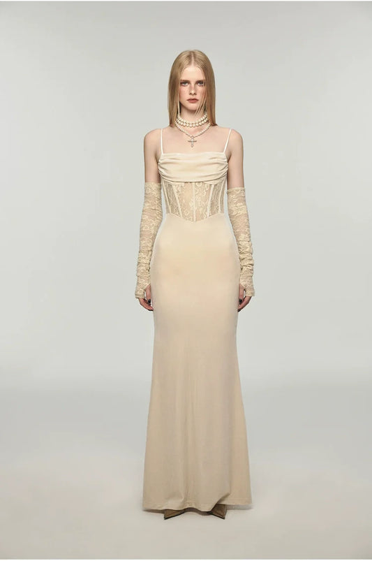 Mermaid Strap Long Velvet Bodycon Dress