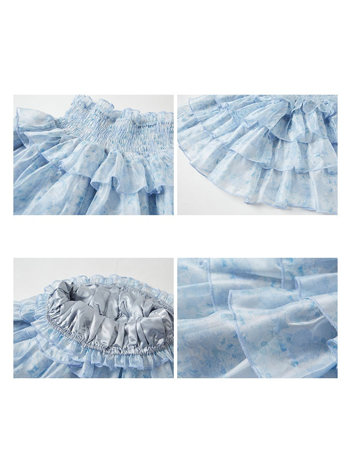 Print Cake Puff Skirt