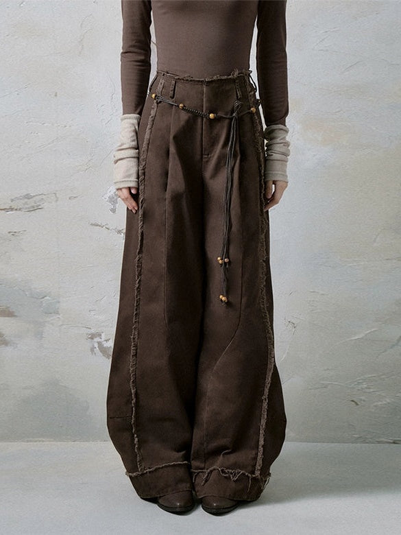 Raw Edge Wide Leg Jeans & Belt