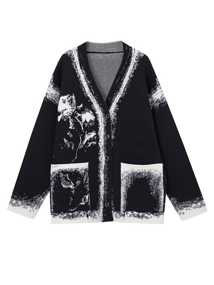 모자이크 로즈 니트 카디건 