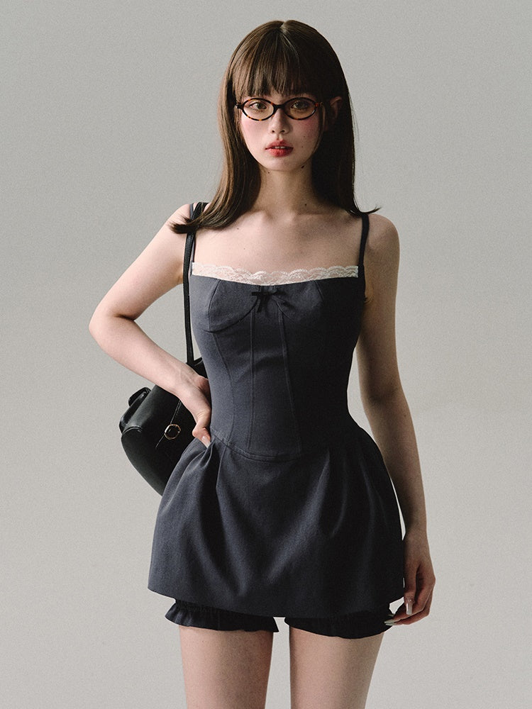 레이스 서스펜더 스커트와 이너팬츠 