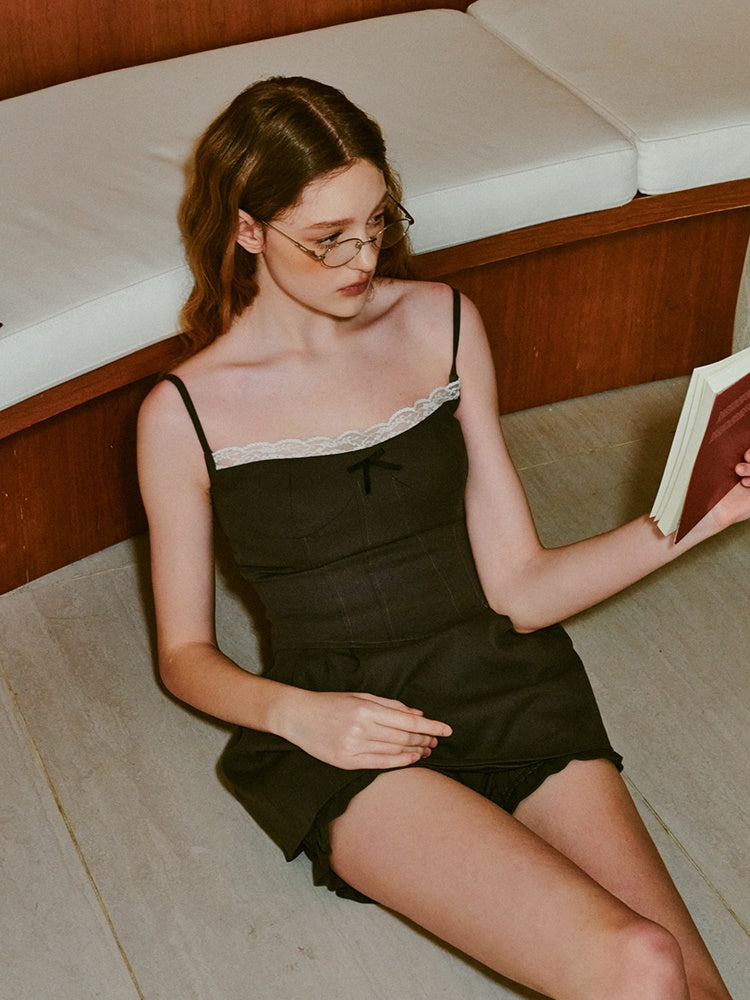 레이스 서스펜더 스커트와 이너팬츠 