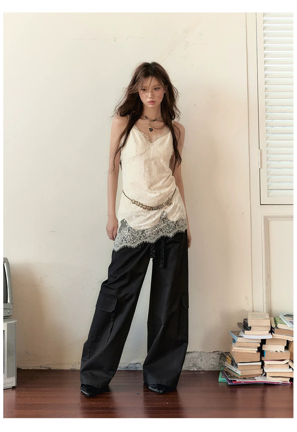 Loose-fitting Straight-leg Pants with Large Pockets