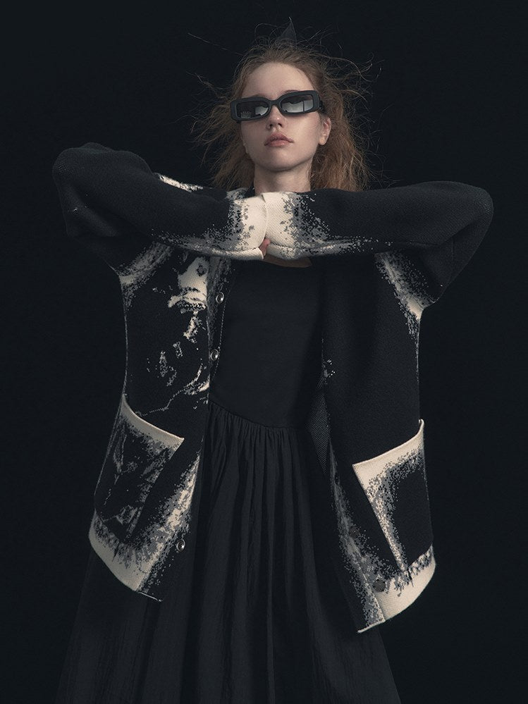 모자이크 로즈 니트 카디건 