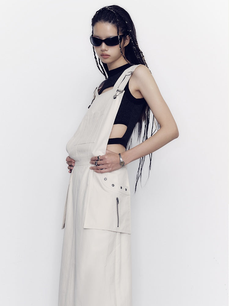 루즈한 롱 멜빵 스커트