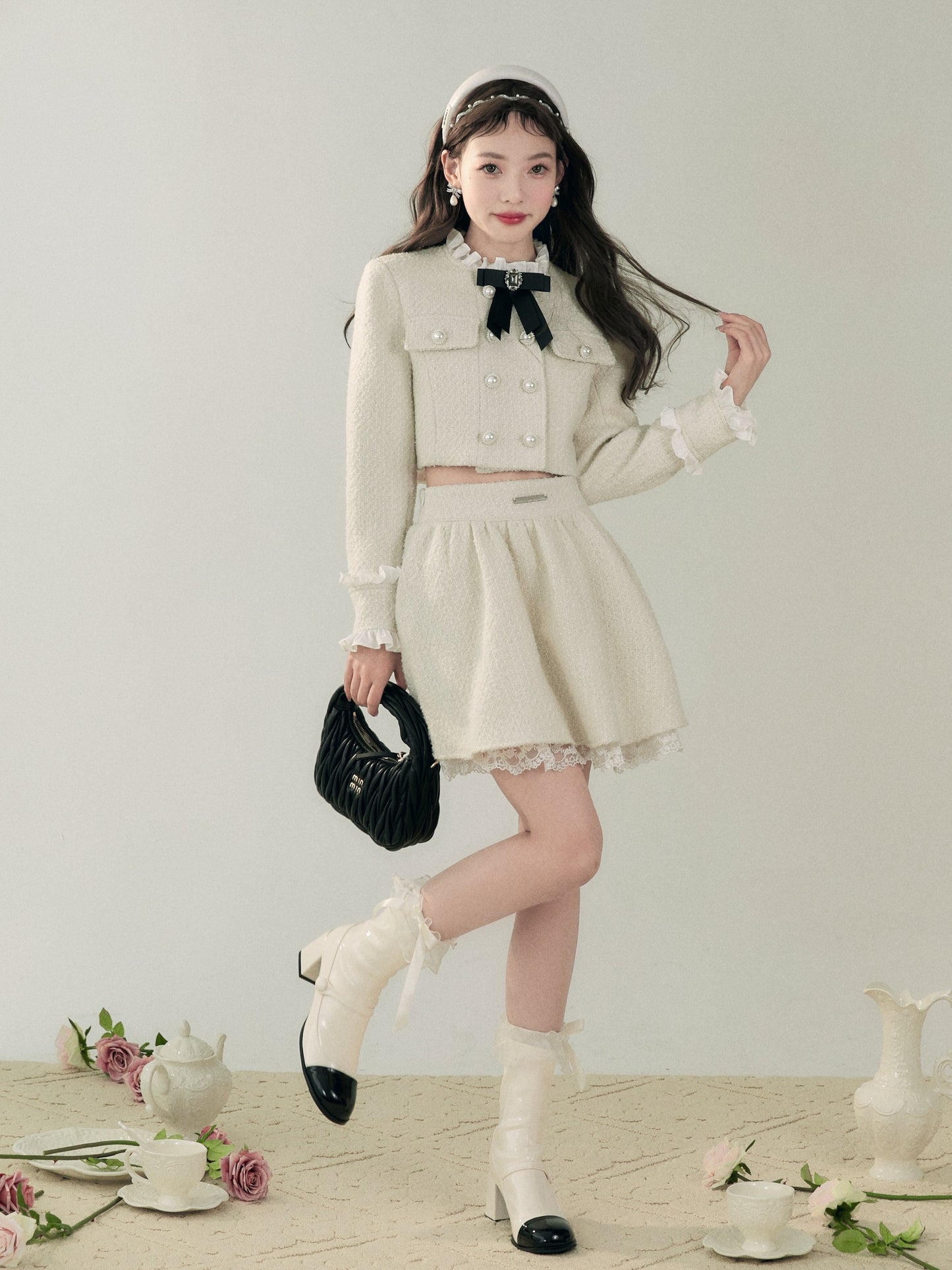 Small Fragrance Stand-up Collar Jacket & Skirt