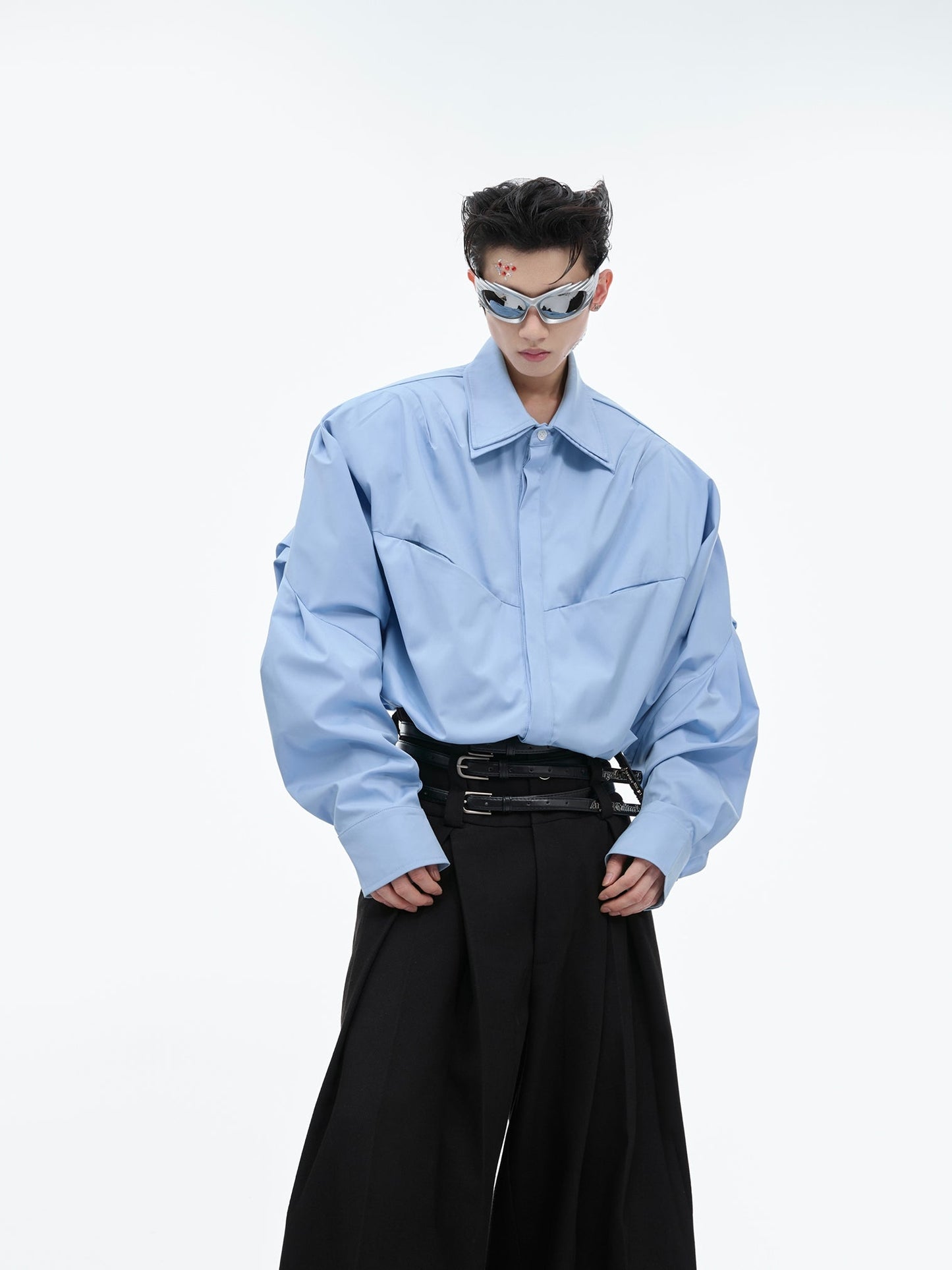 Double Layered Collar Oversize Shirt