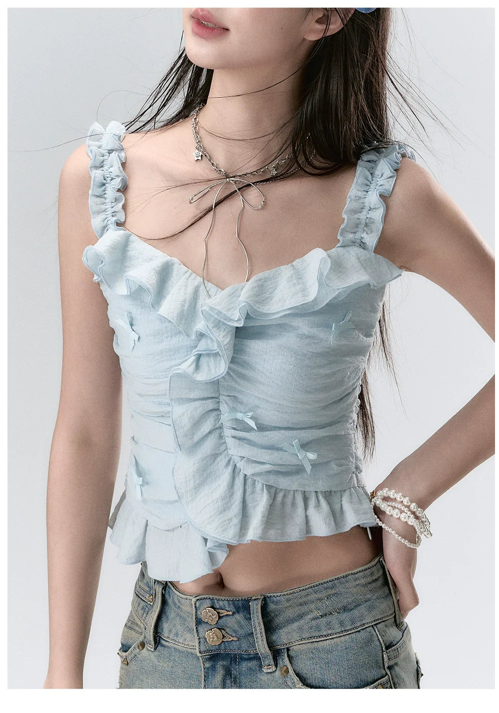 Ruffled Spaghetti Strap Tank Top