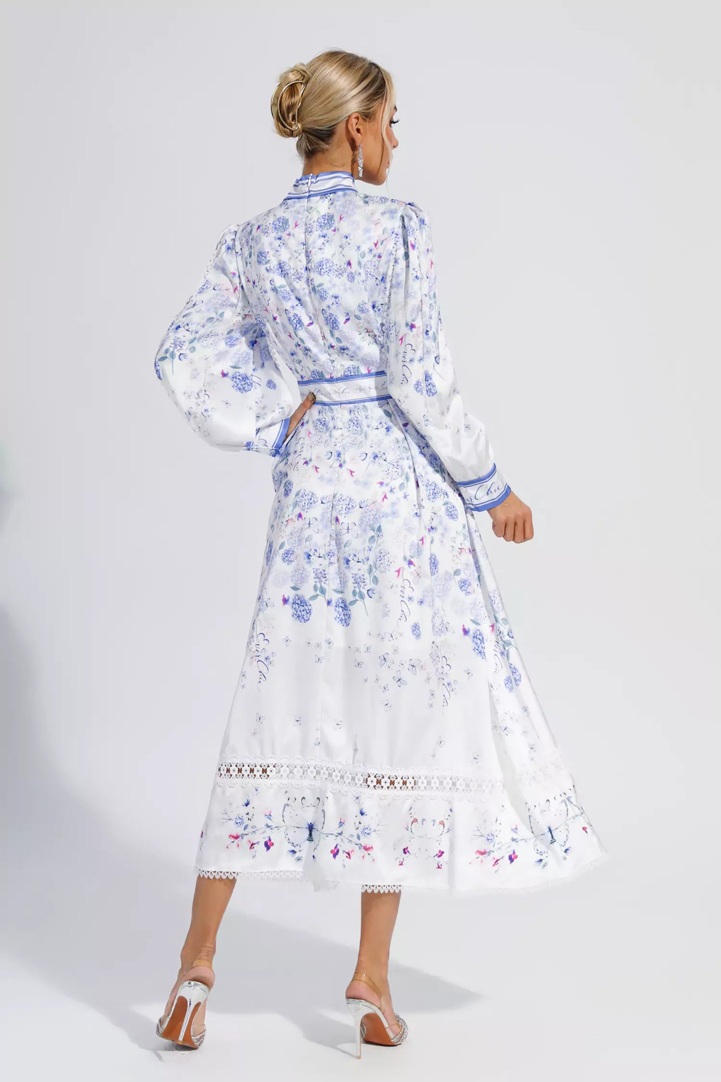 Oaklyn White Long Sleeve Floral Maxi Dress