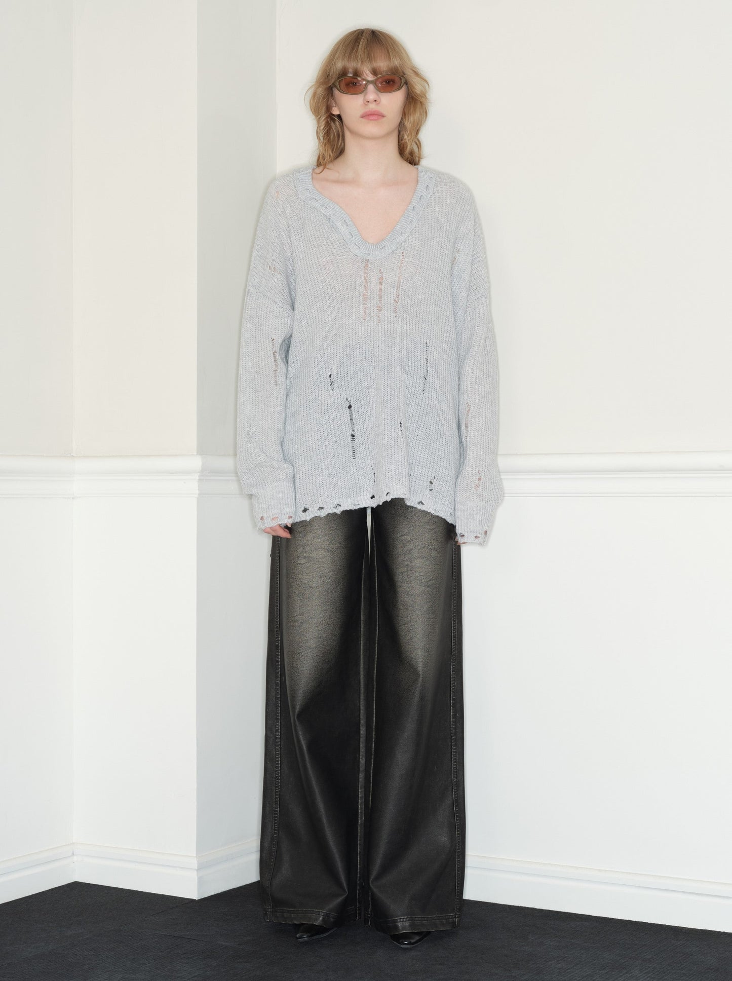 Lazy Style Gray Love Collar Sweater RUN0039