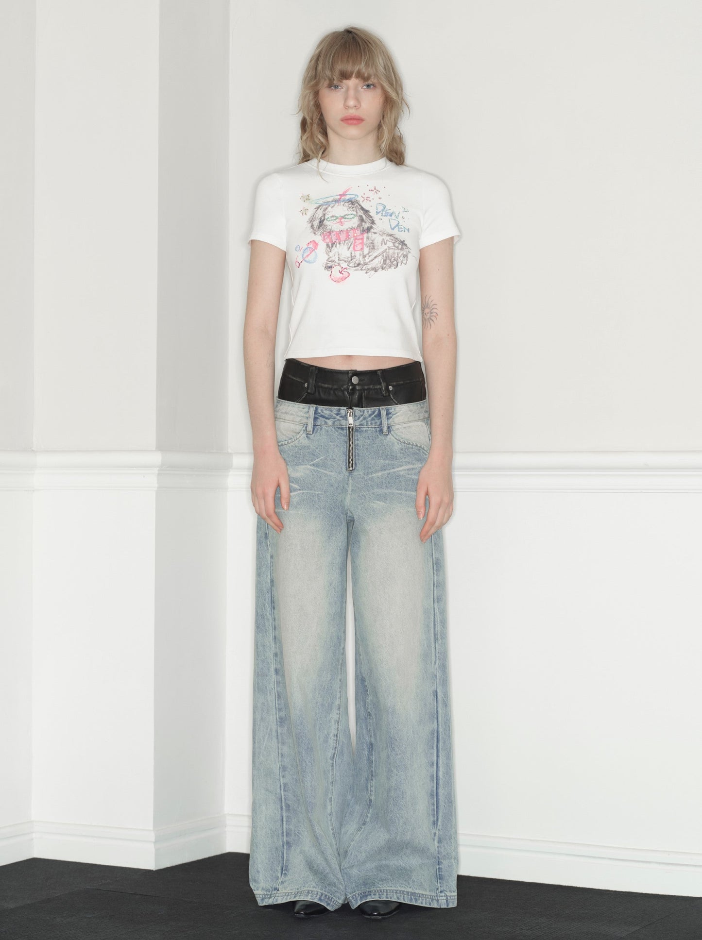 Double Waist High Street Low-rise Jeans RUN0040