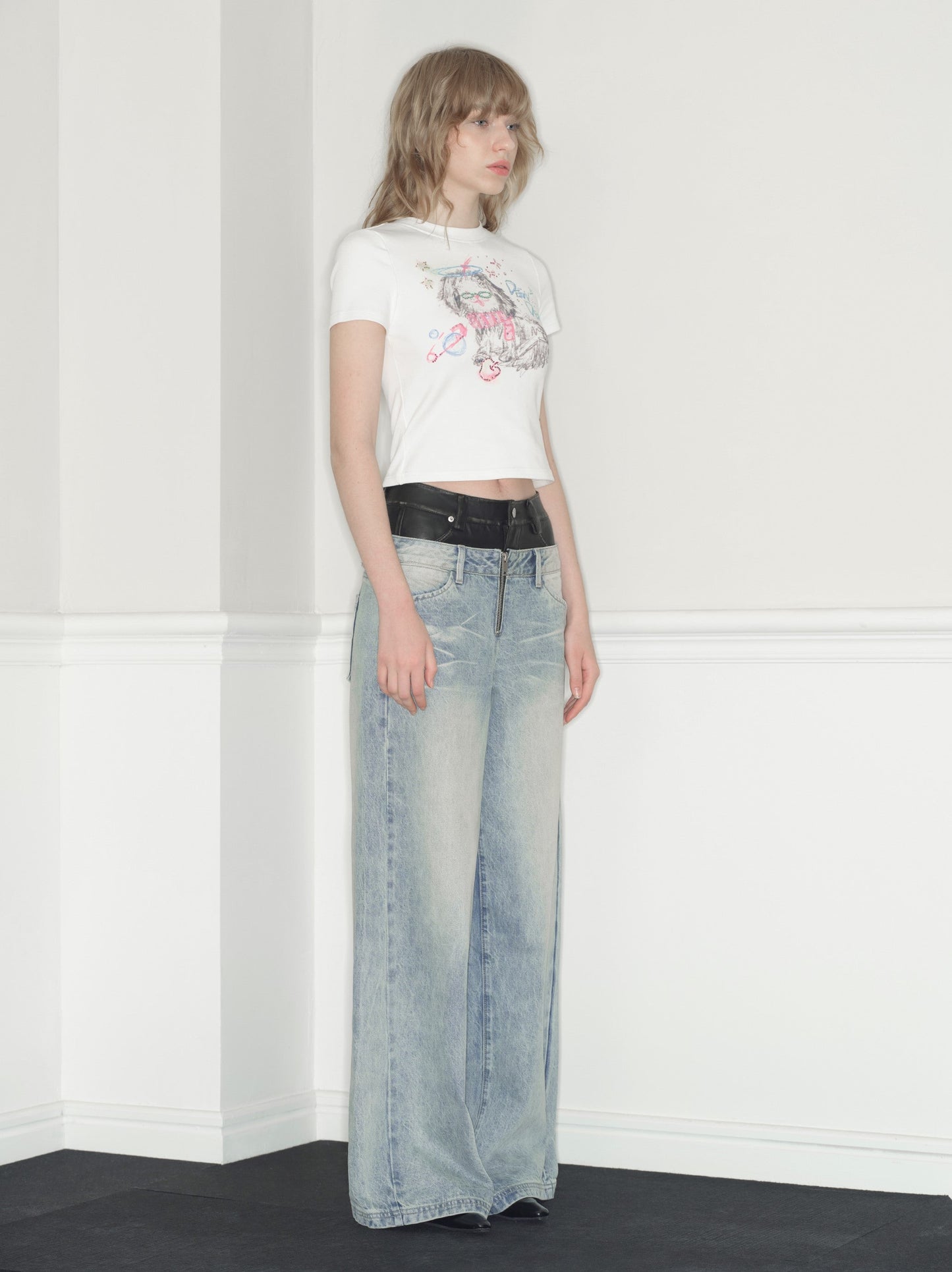 Double Waist High Street Low-rise Jeans RUN0040