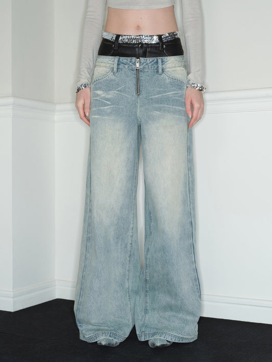 Double Waist High Street Low-rise Jeans RUN0040