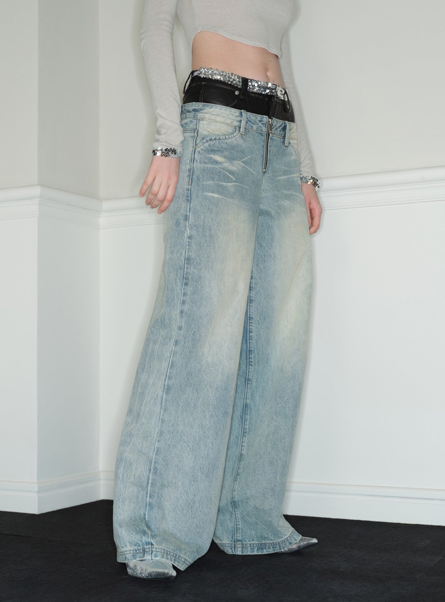 Double Waist High Street Low-rise Jeans RUN0040