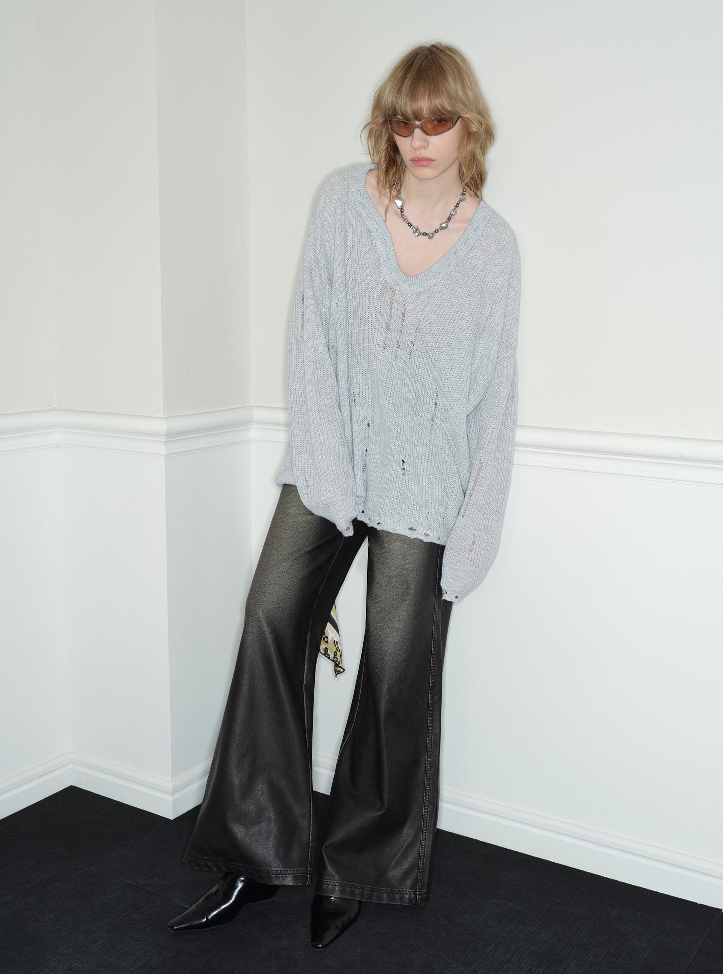 Lazy Style Gray Love Collar Sweater RUN0039