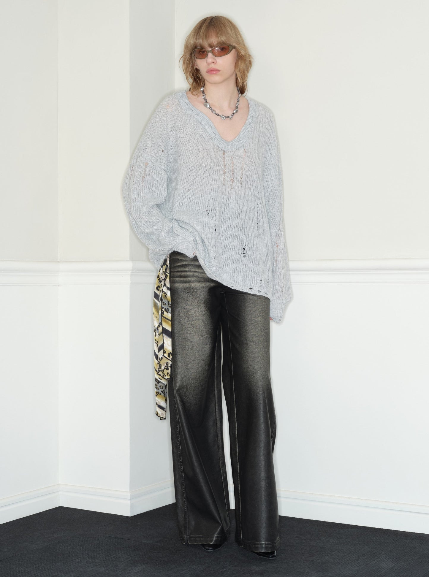 Lazy Style Gray Love Collar Sweater RUN0039