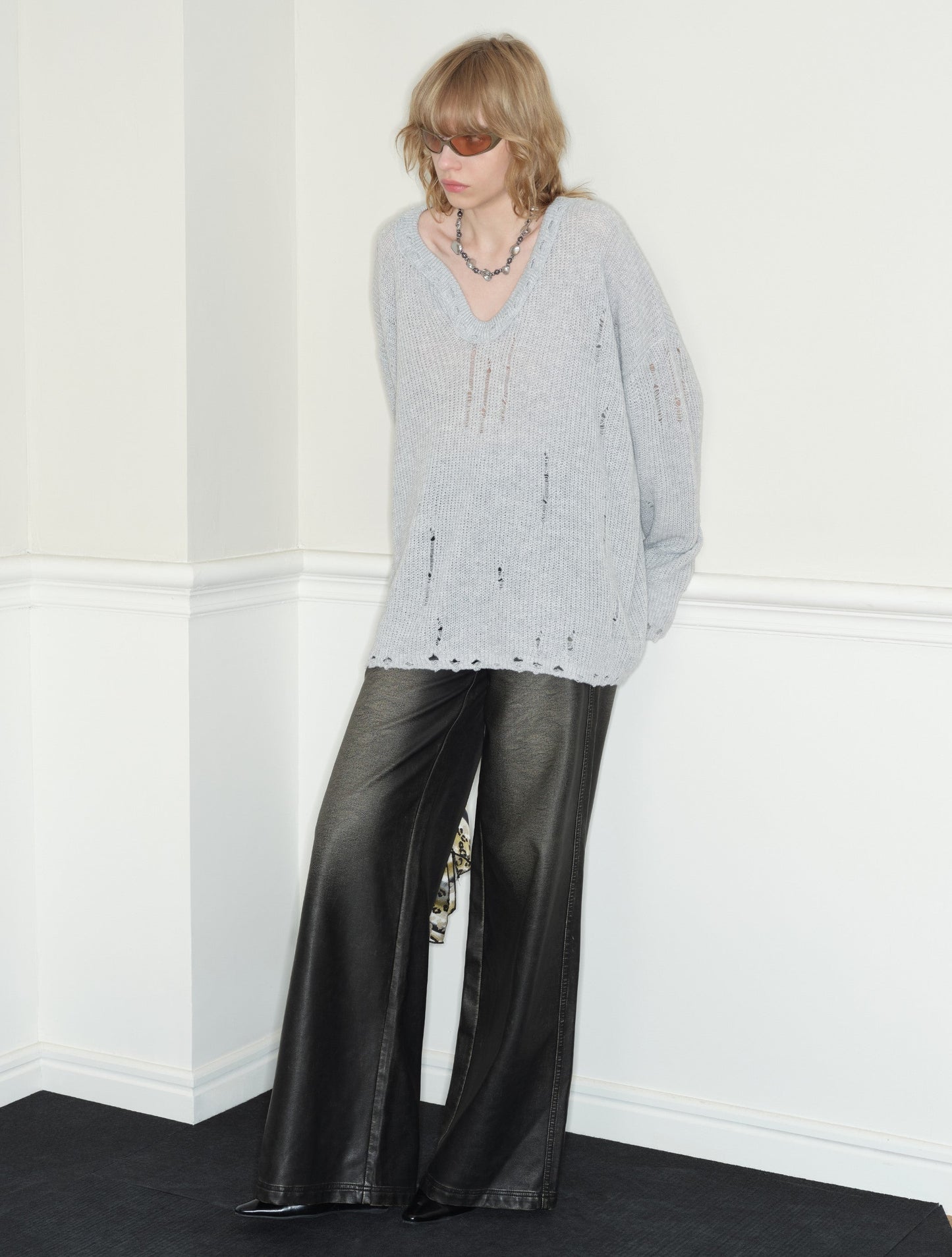 Lazy Style Gray Love Collar Sweater RUN0039