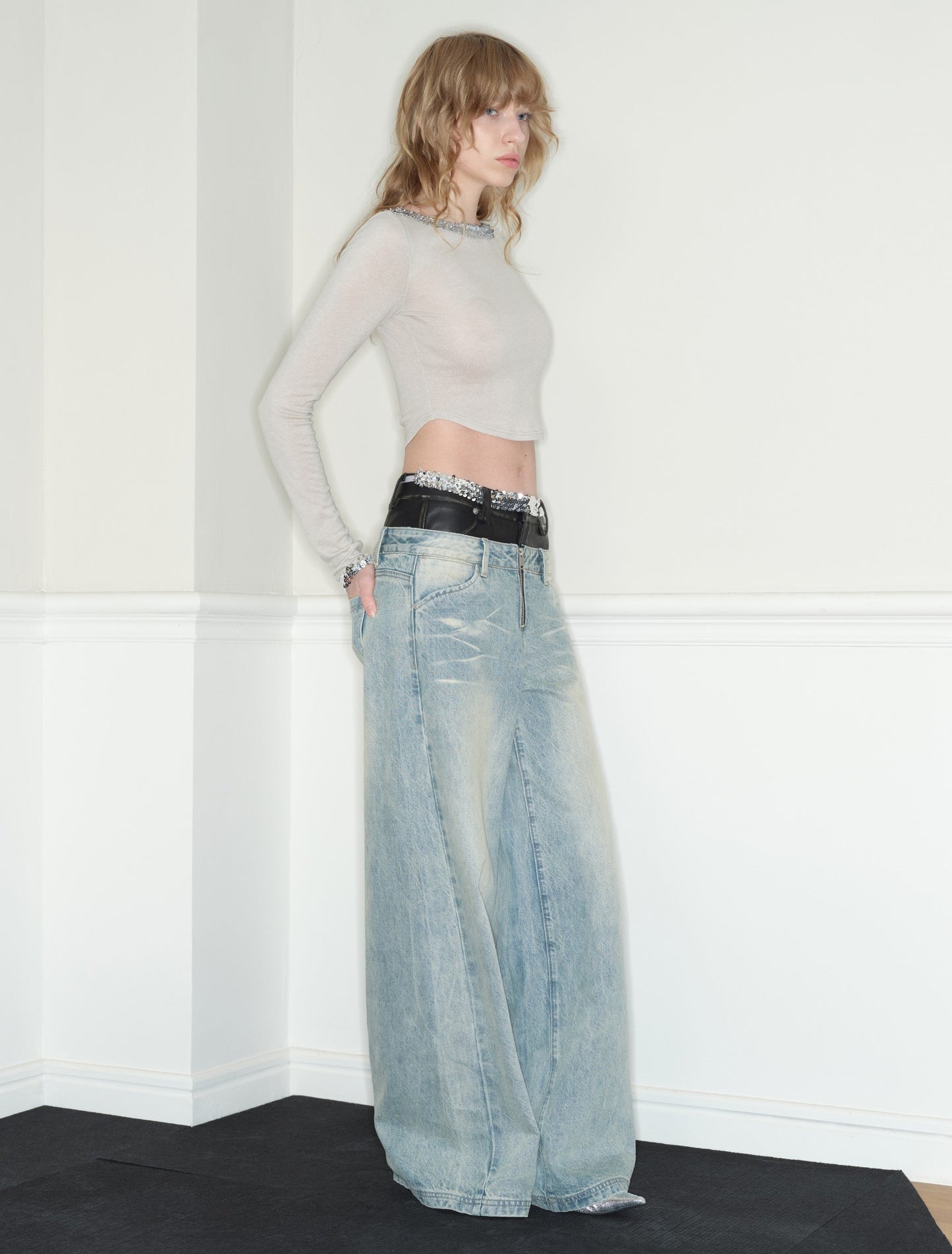 Double Waist High Street Low-rise Jeans RUN0040