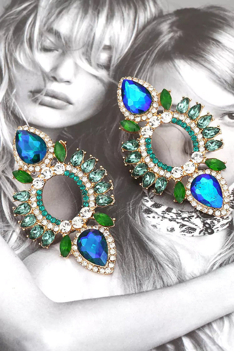 Phoenix Blue Rhinestone Earrings