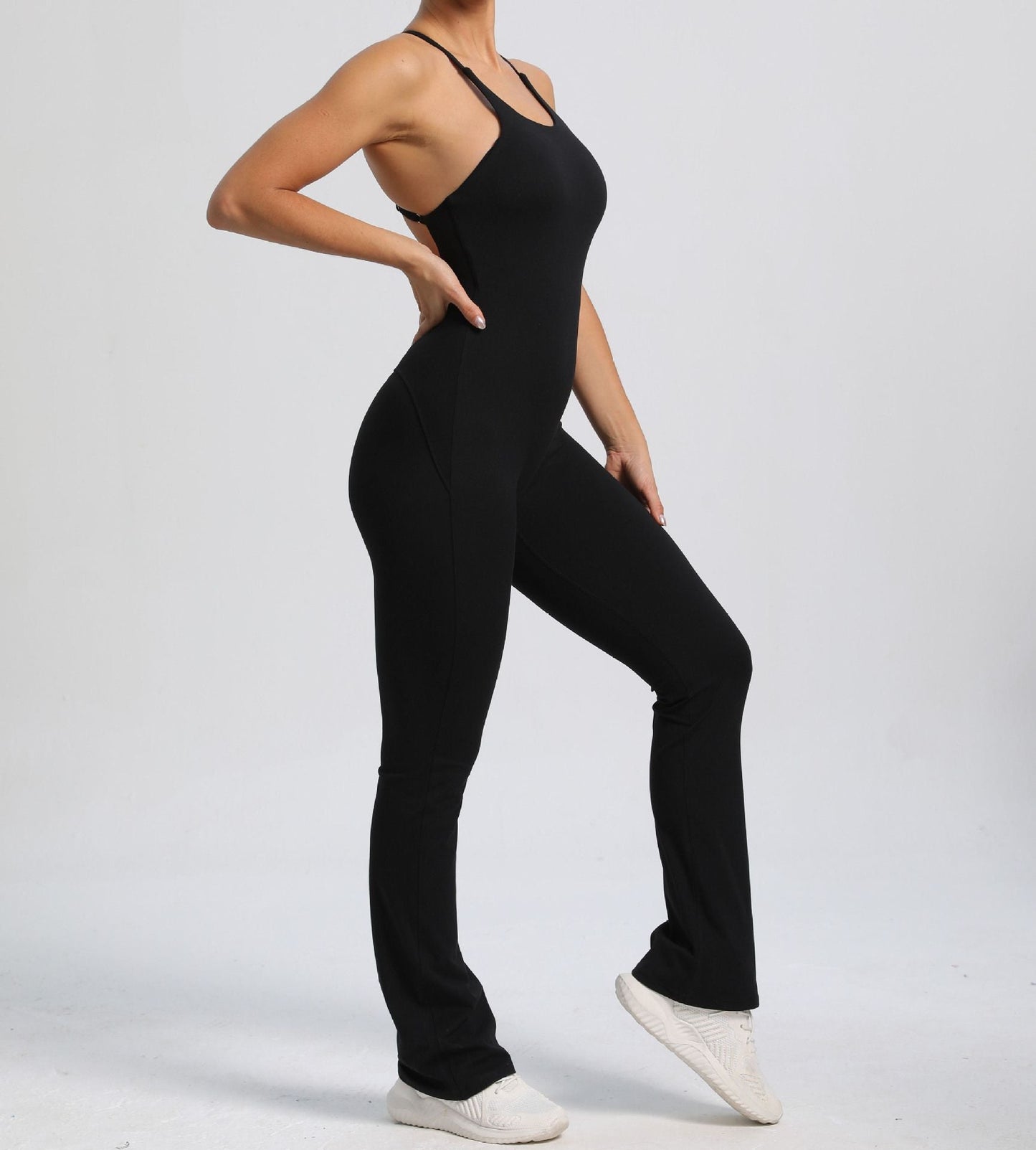 Power Backless Flared Jumpsuit