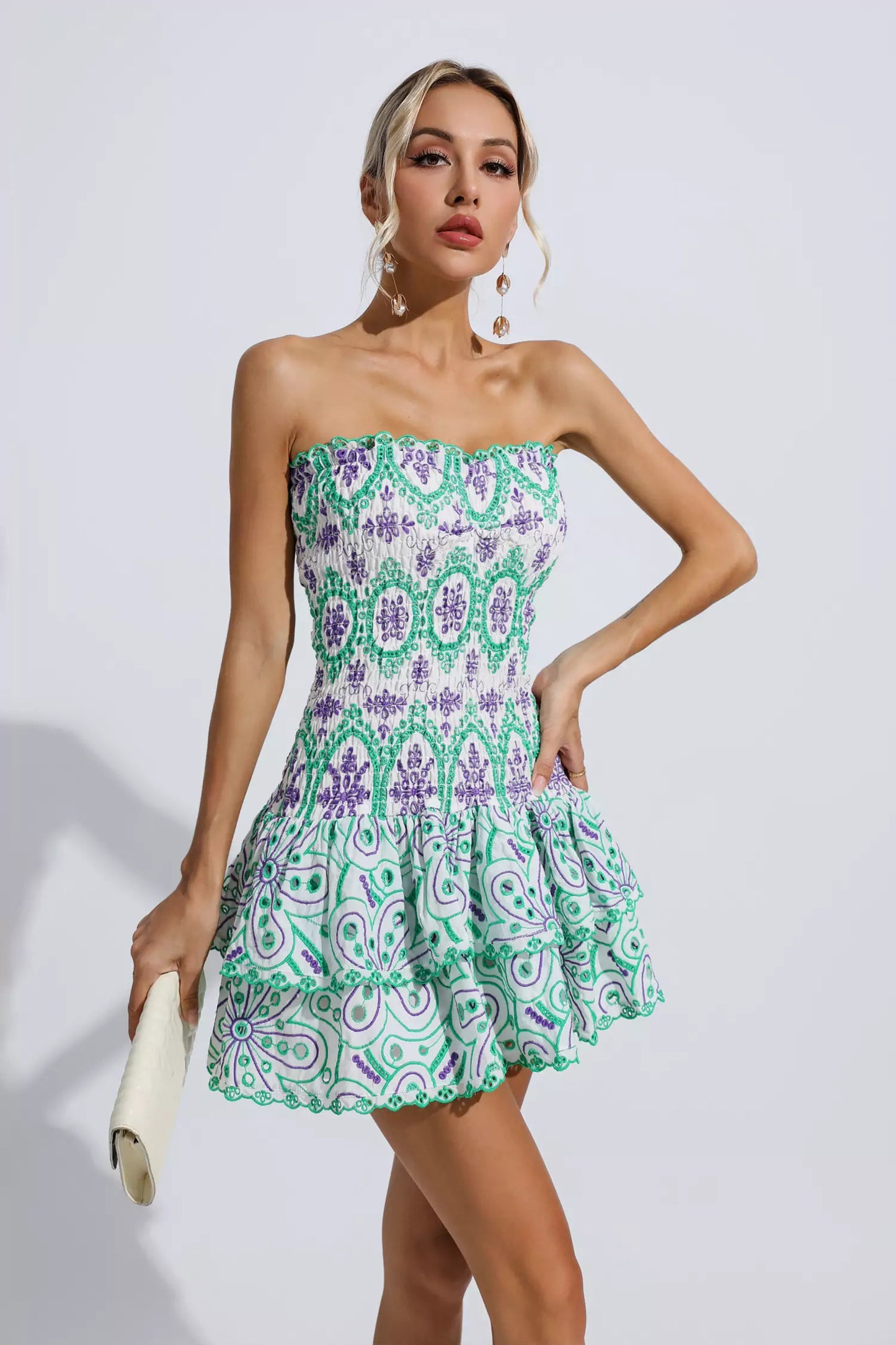 Rosemary Green Ruffle Mini Dress