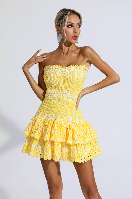 Rosemary Yellow Ruffle Mini Dress